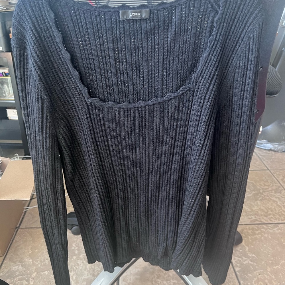 Barely worn scalloped Jcrew black sweater